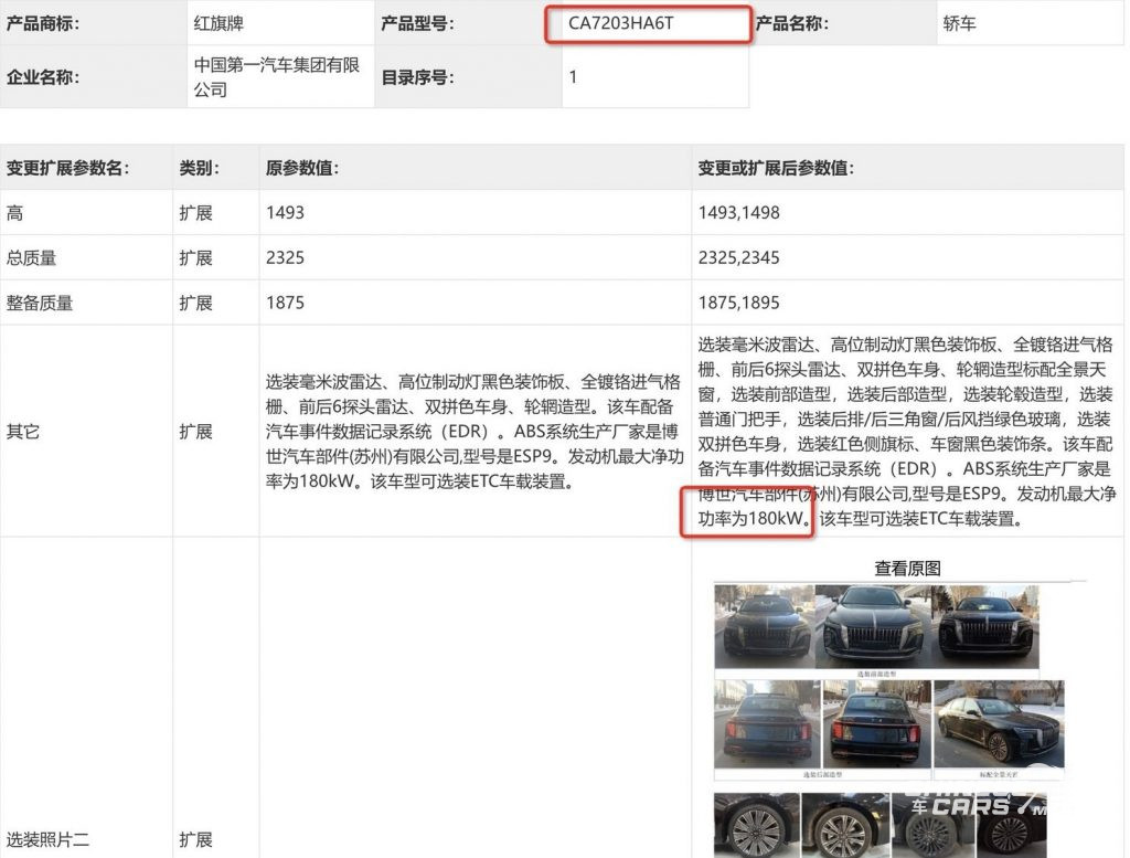 هونشي H9, شبكة السيارات الصينية