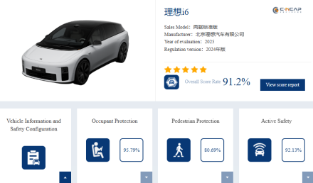 Li Auto i6 تحصد 5 نجوم في اختبارات C-NCAP
