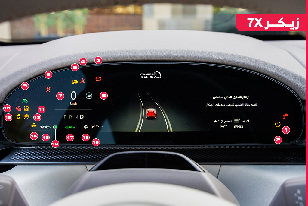 تعرف على شاشة عدادات زيكر 7X وأبرز العلامات التحذيرية بها 7 شبكة السيارات الصينية – تعرف على شاشة عدادات زيكر 7X وأبرز العلامات التحذيرية بها