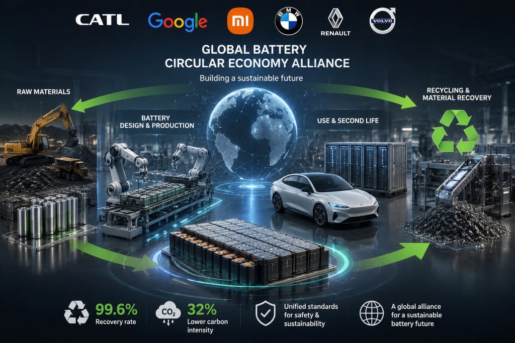 شبكة السيارات الصينية &ndash; CATL تقود تحالفًا عالميًا مع Google وXiaomi وBMW لوضع أول معايير موحدة لبطاريات السيارات الكهربائية وإعادة تدويرها